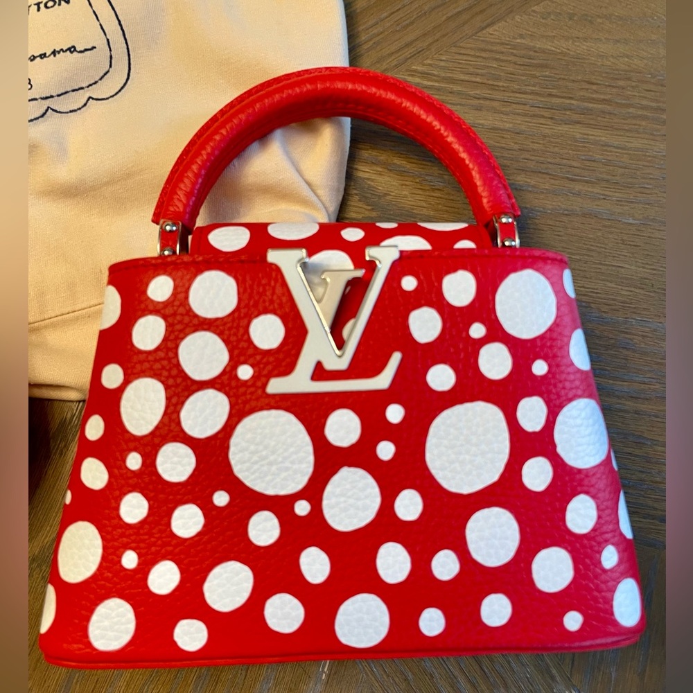 Authentic Louis Vuitton x Yayoi Kusama 2023 Capucines Mini Red with White dots - Picture 5 of 16